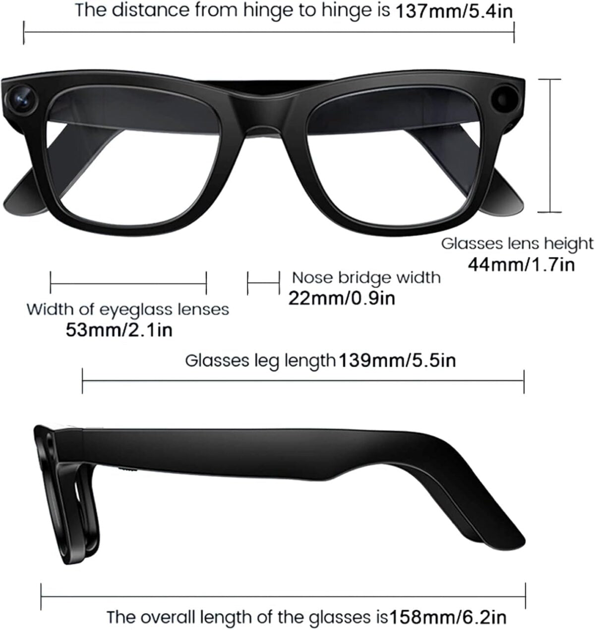 AI Smart Glasses with 8MP HD Camera, AI Voice Assistant & Bluetooth 5.3
