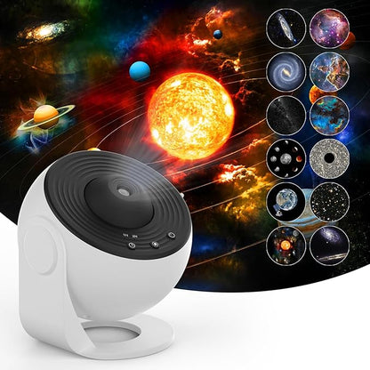 Galaxy Star Projector with 360 Degree Rotation Night Sky Light 13 Replaceable Galaxy Discs LED Projection Lamp for Bedroom Home Decor Kids and Adults