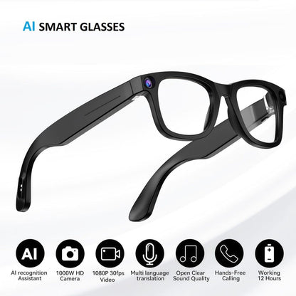 AI Smart Glasses with 8MP HD Camera, AI Voice Assistant & Bluetooth 5.3