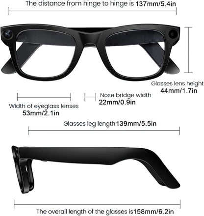 AI Smart Glasses with 8MP HD Camera, AI Voice Assistant & Bluetooth 5.3