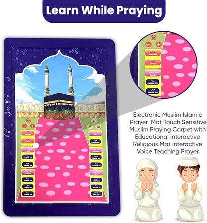 Interactive Electronic Prayer Mat for Kids with Touch Sensors, Audio Guidance, Multi-Language Learning Prayer Rug for Children